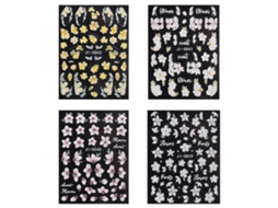 Adesivos de Unhas Florais 5D Auto-Adesivos Decoração Diy para Unhas de Acrílico 4 Folhas NEVEANCE
