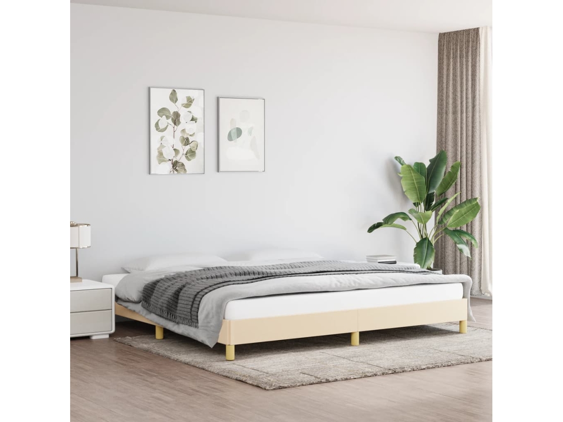 Vidaxl Estrutura De Cama Sem Colchão 200x200 Cm Tecido Cor Creme