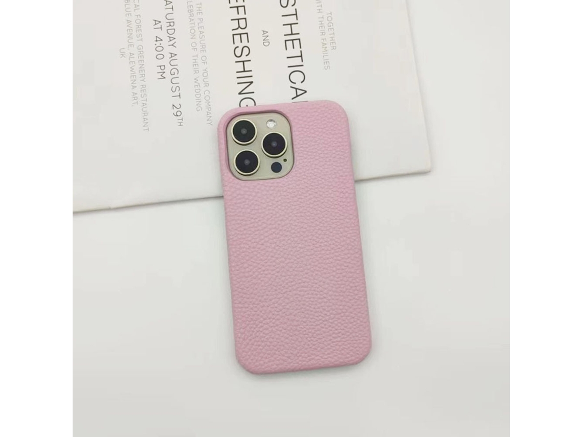 Capa Para Iphone 17 Em Couro Rosa (meia Capa)