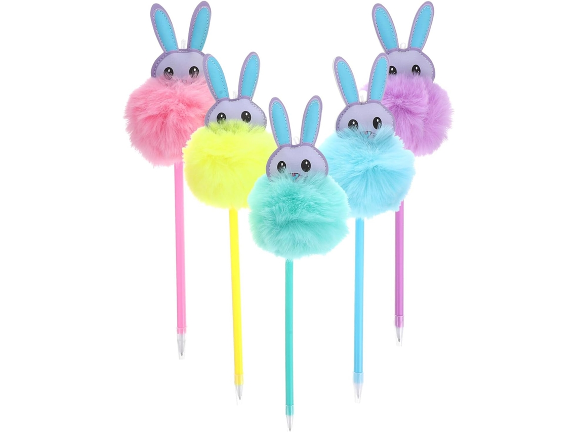Conjunto De 5 Canetas Coelhinho Fofinhas, Tinta Preta, Design Kawaii
