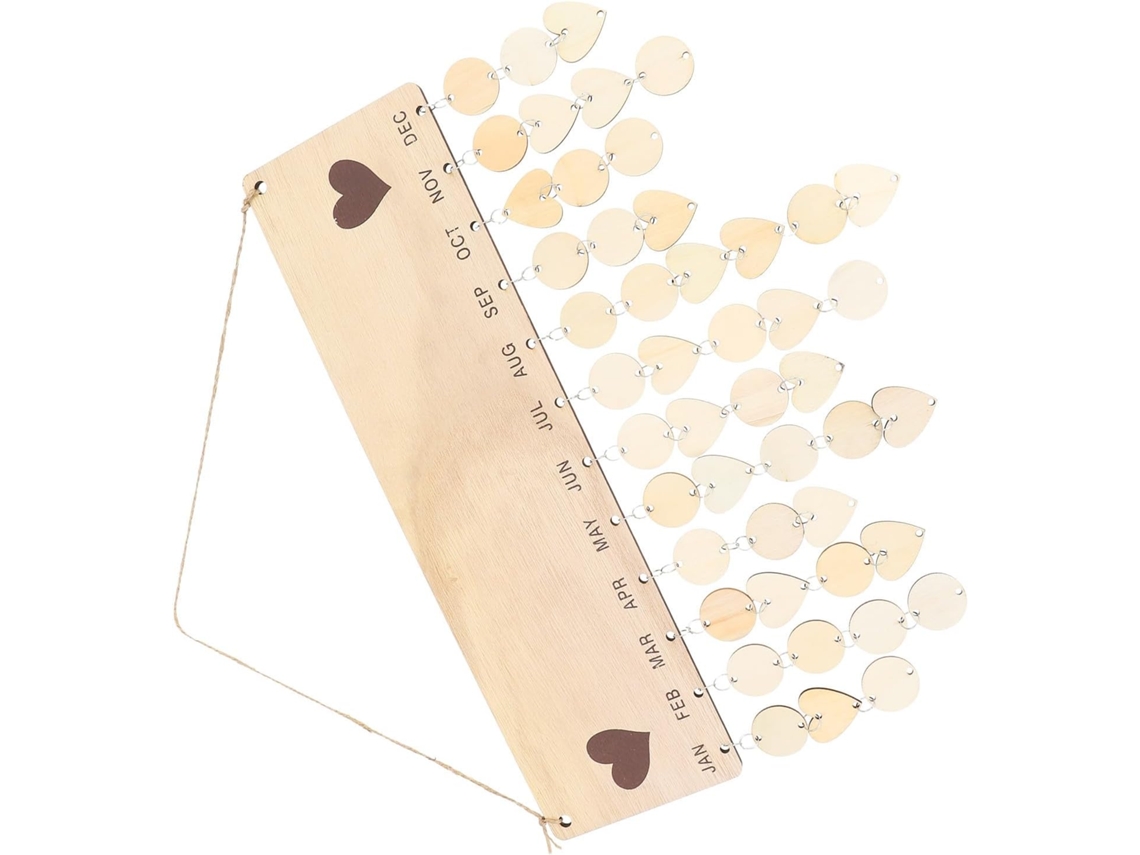 Calendário Em Bois Suspenso Para Decoração Interna Com Placa Em Beige, Rappel D'anniversaires Et Événements