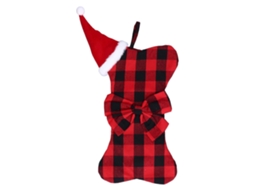 Enfeites De Árvore De Natal Com Padrão De Grade De Poliéster, Pingente De Meia De Natal, Sacola De Presente Olysi Shop