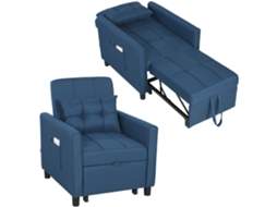 Poltrona-cama Dobrável Com Encosto Ajustável Fornecido Com Almofada, Cor Azul.