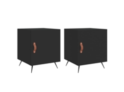 Bedside Cabinet, Bedside Cabinets Vidaxl Preto Madeira Processada (n/a)