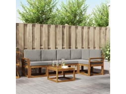 Vidaxl Conjunto De Sofás Para Exterior 6 Unid. Cinza Natural E Claro