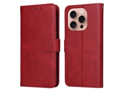 Capa Flip De Couro Para Iphone 16 Pro - Textura De Bezerro Clássica