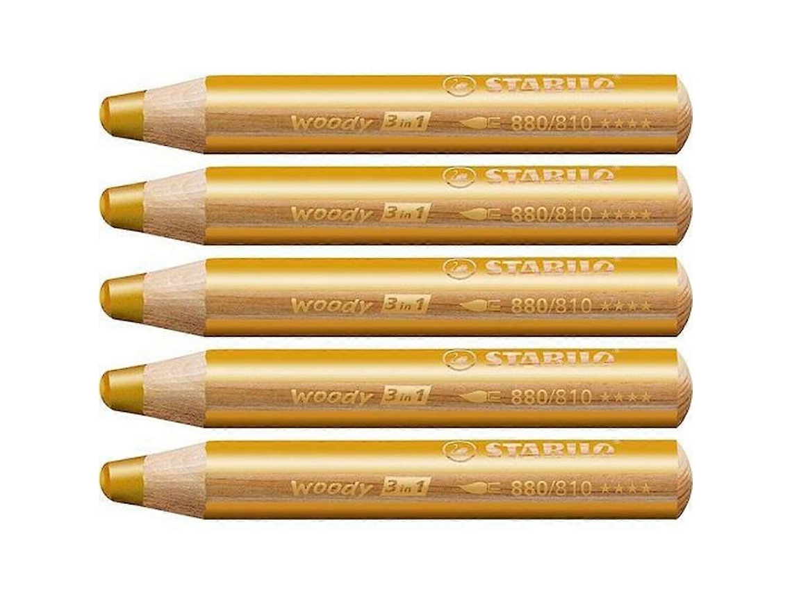 Lápis De Cor Stabilo Woody Golden 3 Em 1 Olysi Shop (5 Unidades)