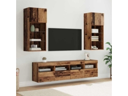 Vidaxl Unidades De Tv De Parede Com Led 5 Unid. Madeira Antiga