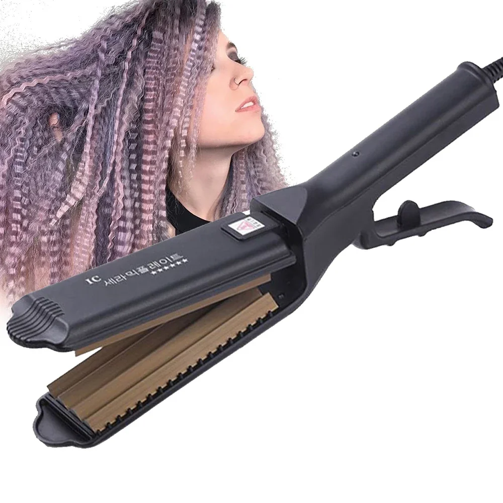 (preto) Modelador De Cachos Volumizador Com Ondas De Dentes Largos, Placa Larga, Aquecimento Rápido