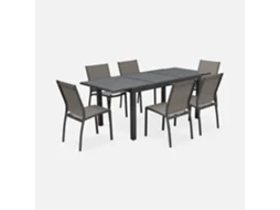 Conjunto De Jardim Com Mesa Extensível Em Alumínio Com 6 Cadeiras, Cinza E Cinza Taupe