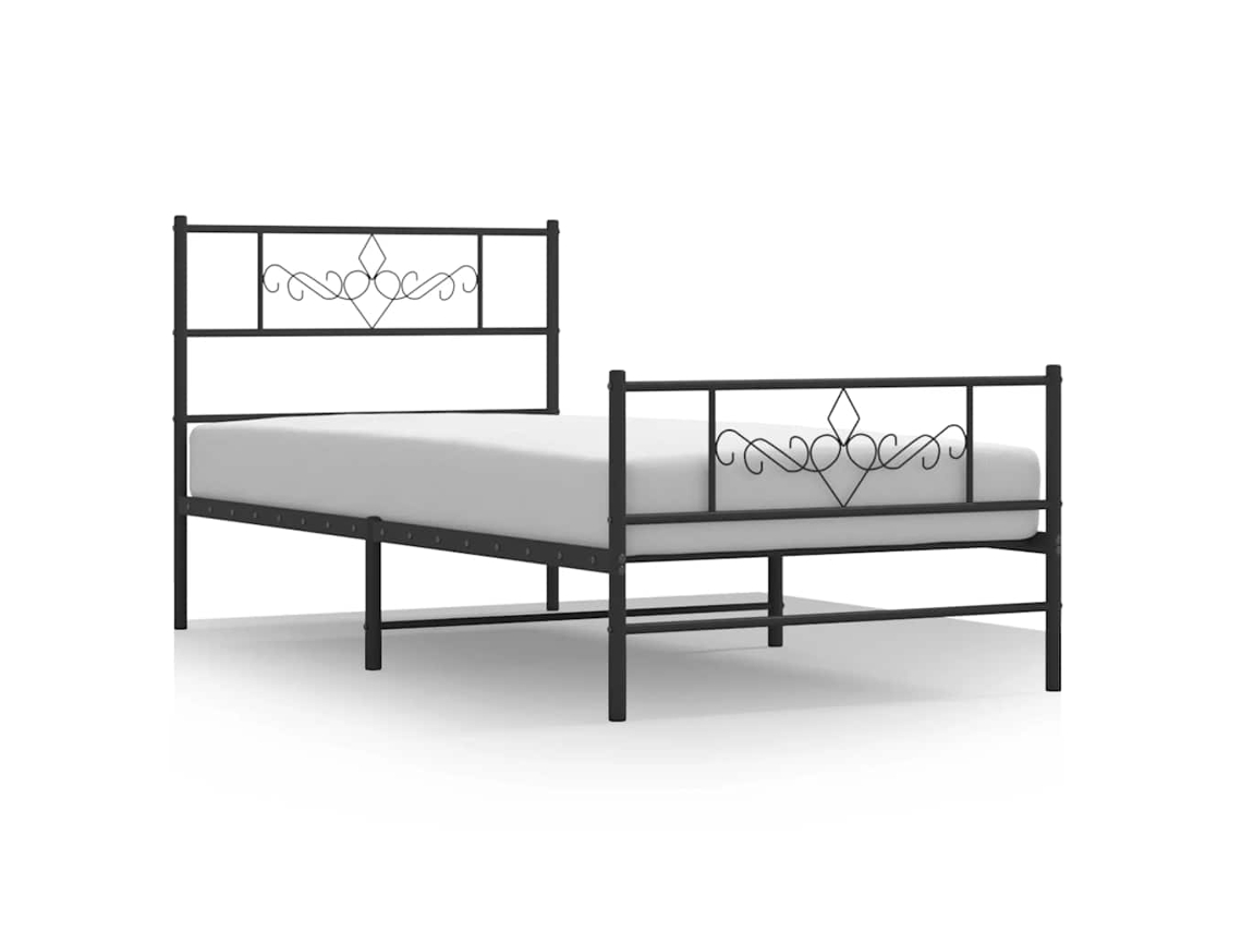 Bed Frame, Bed Frames Vidaxl Preto Aço (107 X 203 Cm)
