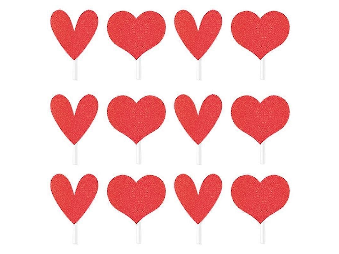 12 Peças Adornos Coração Amor Para Bolo Cupcakes