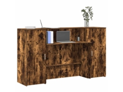 Vidaxl Balcão Recepção 180x50x103,5 Cm Madeira Carvalho Fumado
