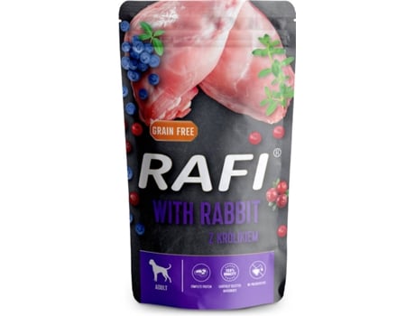 Alimento em Patê RAFI Cão Adulto de Coelho, Arandos e Mirtilos (Quantidade: 500 g)
