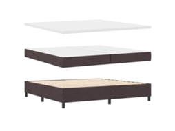 Vidaxl Cama Box Com Colchão Castanho Escuro 200 X 200 Cm Tecido