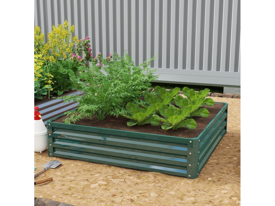 Canteiro de jardim em chapa de aço ondulada, 120x120x30 cm, verde escuro | ZIWEI STORE | ZIWEI STORE