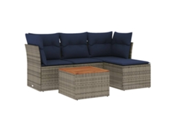 Conjunto de Sofá de Jardim, 5 Peças, Almofadas, Rattan Cinza MAISON EXCLUSIVE