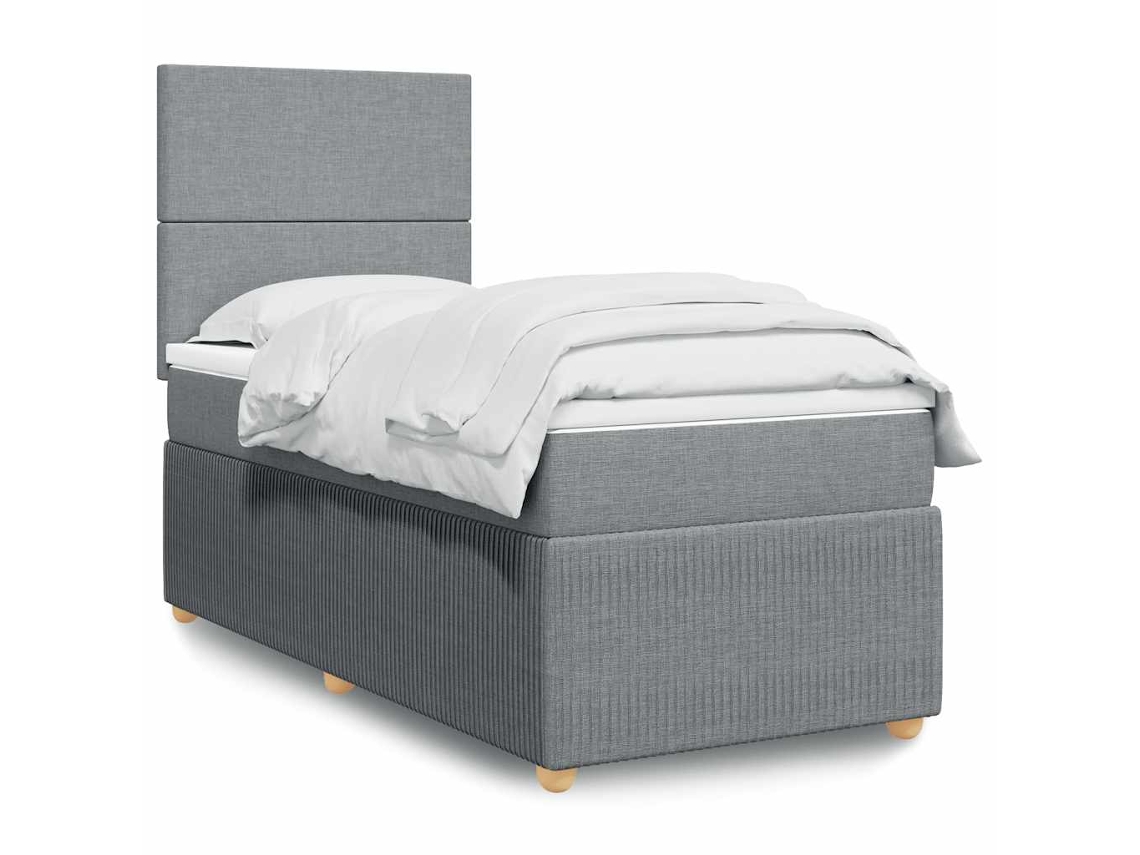 Vidaxl Cama Com Molas/colchão 100x200 Cm Tecido Cinzento-claro