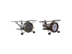 Tafelklok Dkd Home Decor 35 X 21 X 14 Cm Avião Cristal Alumínio Ferro 2 Unidades
