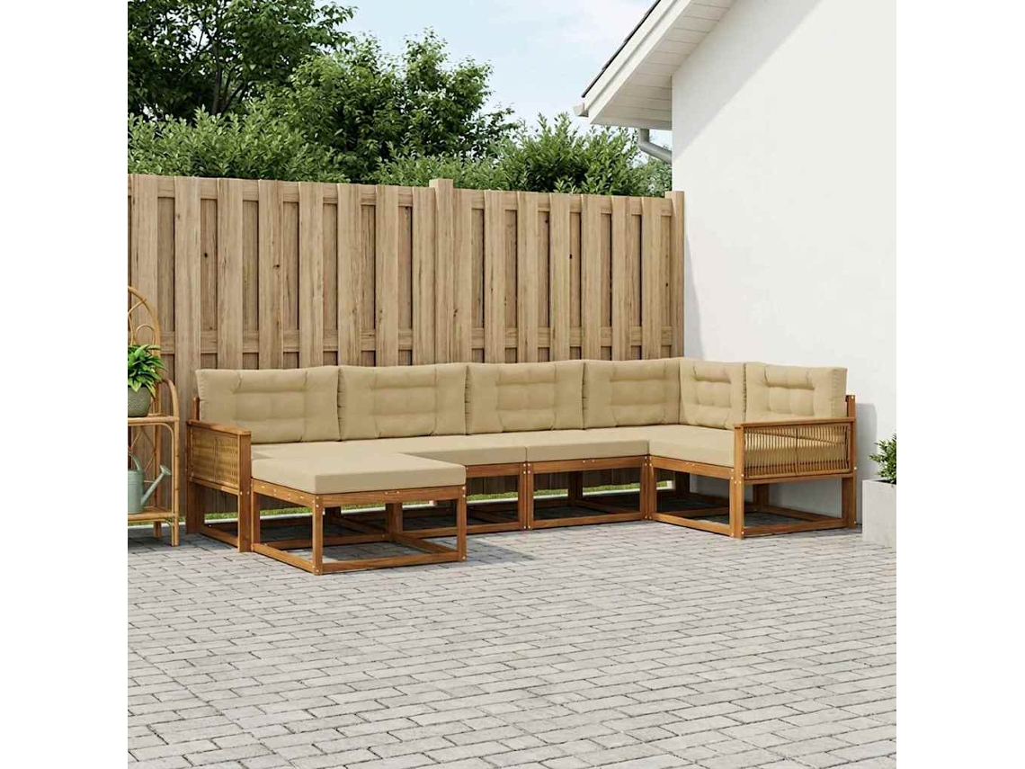 Vidaxl Conjunto De Sofás Para Exterior 6 Pcs Natural E Bege