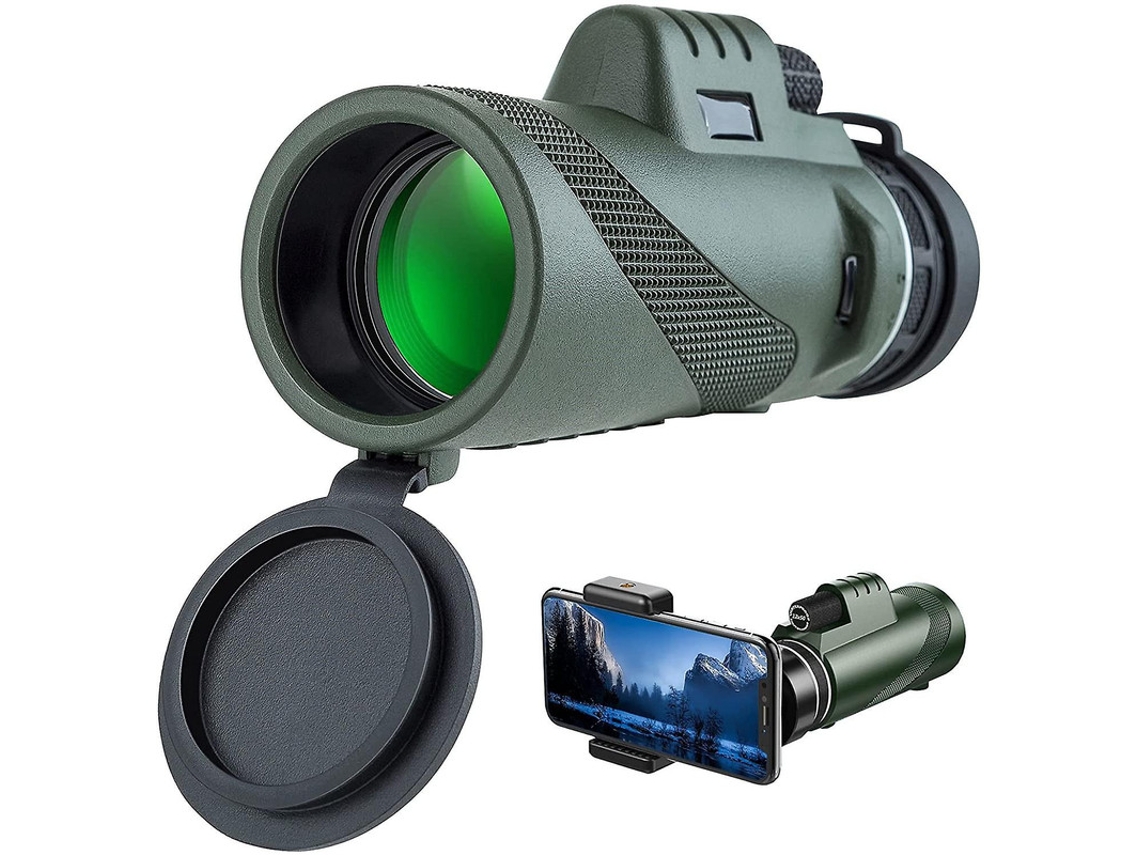 Telescópio Monocular 12x50 Hd Bak4 Prisma Ip68 Adaptador Smartphone Tripé Vida Selvagem Caminhadas Camping Verde Bestvite