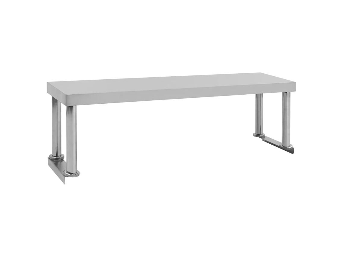 Vidaxl Prateleira Para Mesa De Trabalho 120x30x35 Cm Aço Inoxidável