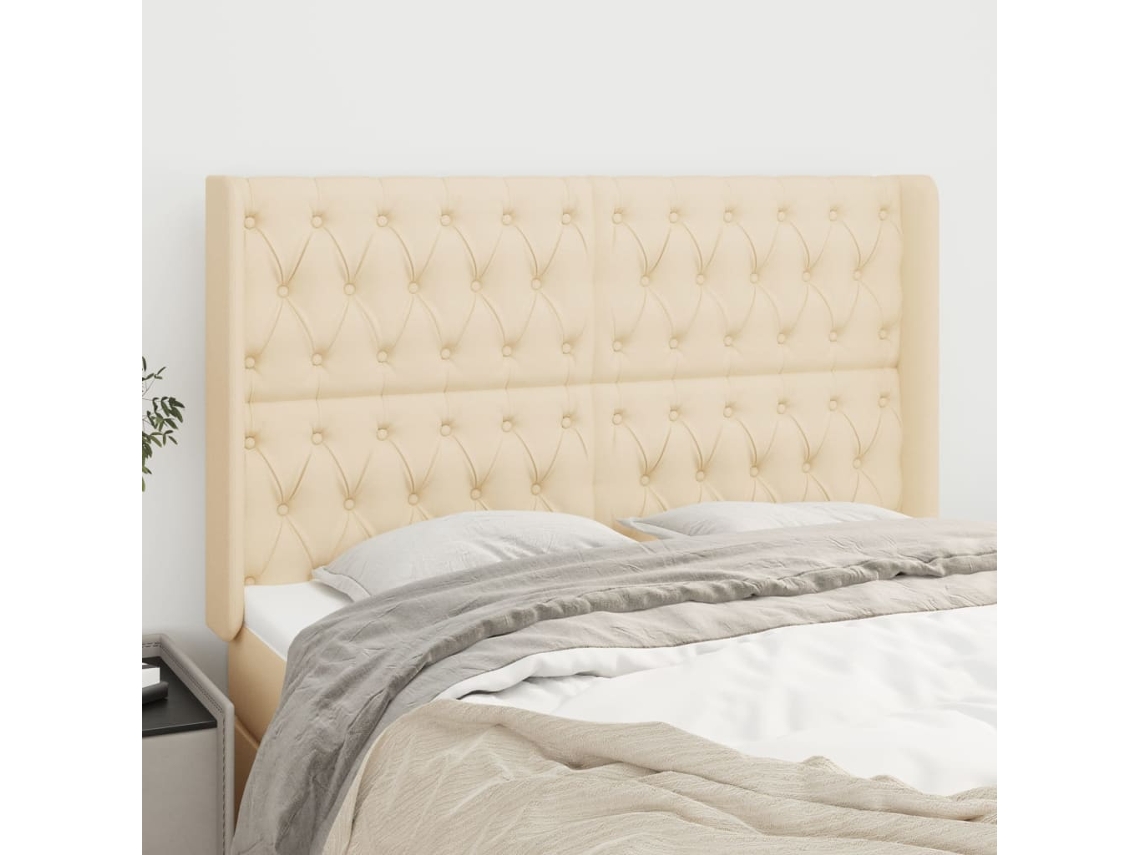 Cabecero con Alas de Tela 147x16x118/128 Cm Crema