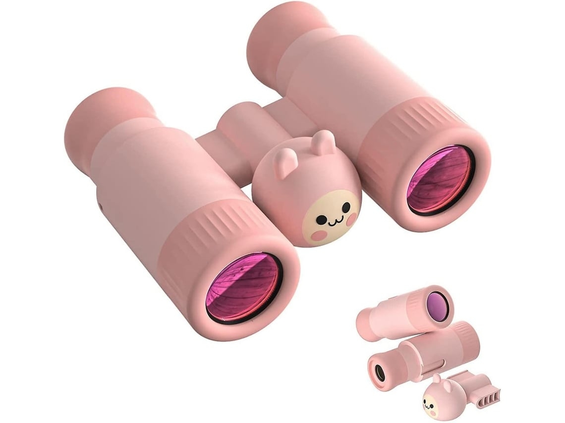 Binóculos para Crianças Binóculos Compactos À Prova de Choque 10x28 Ótimos para Caminhadas Ao Ar Livre Observação de Pássaros Viagens Rosa USHION