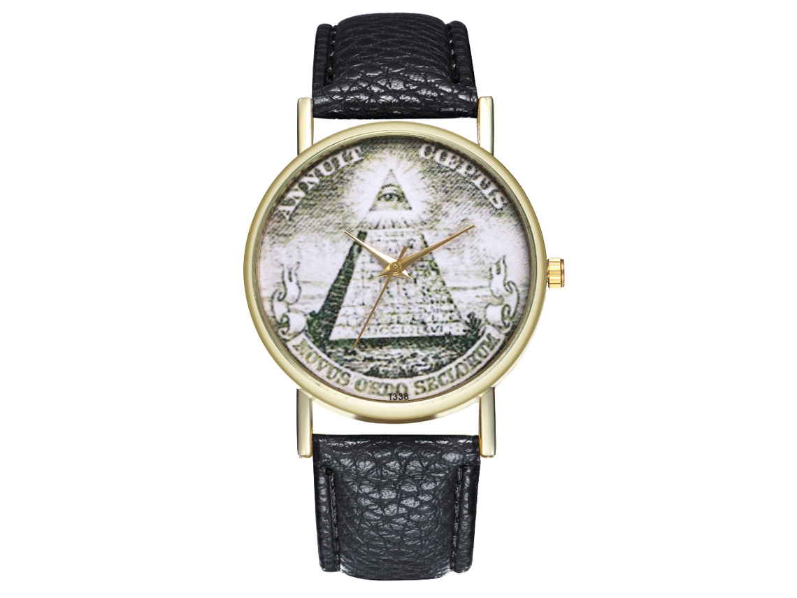 Relógio de Pulso Feminino de Moda Leisure Quartz com Cinto de Couro Preto