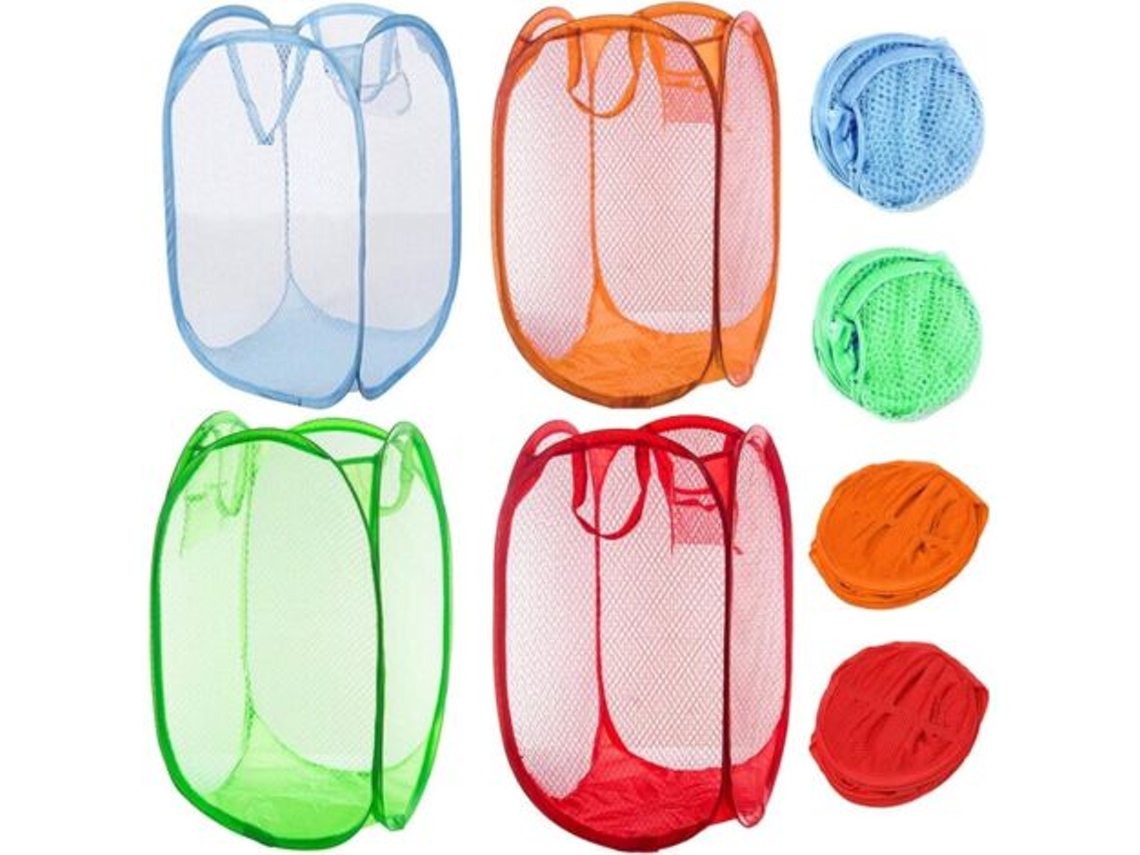 Conjunto de 4 Cestos de Roupa Dobráveis em Tela BRILVIBERA