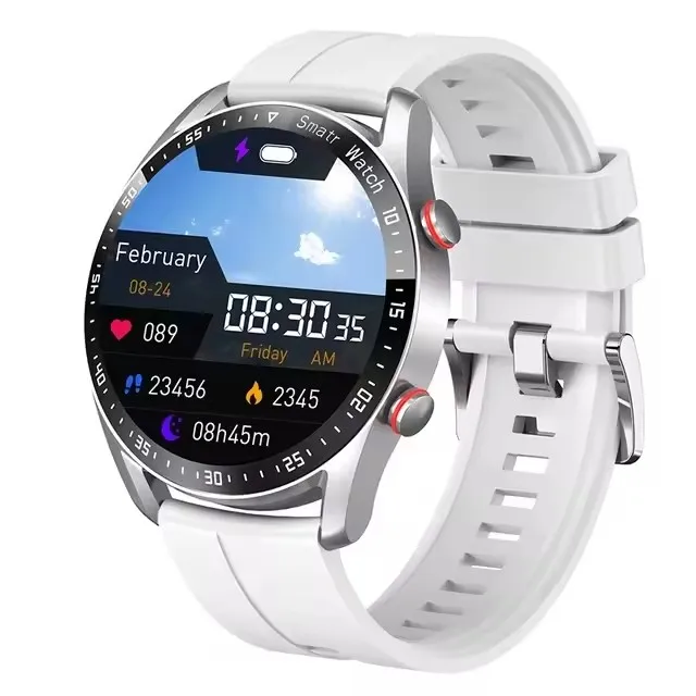 Relógio Inteligente MDUG com tela Amoled de 1,41 polegadas, NFC, GPS, monitoramento cardíaco, à prova d'água (prata)