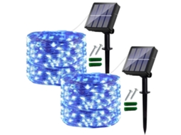 Cordão de luzes solares com 100 LEDs, 12 metros e 8 modos AQUAFORGE