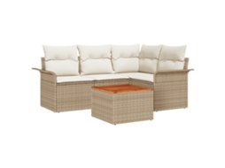 Conjunto 5 Sofá De Jardim Vidaxl Bege Vime Pe (55 X 55 X 37 Cm)