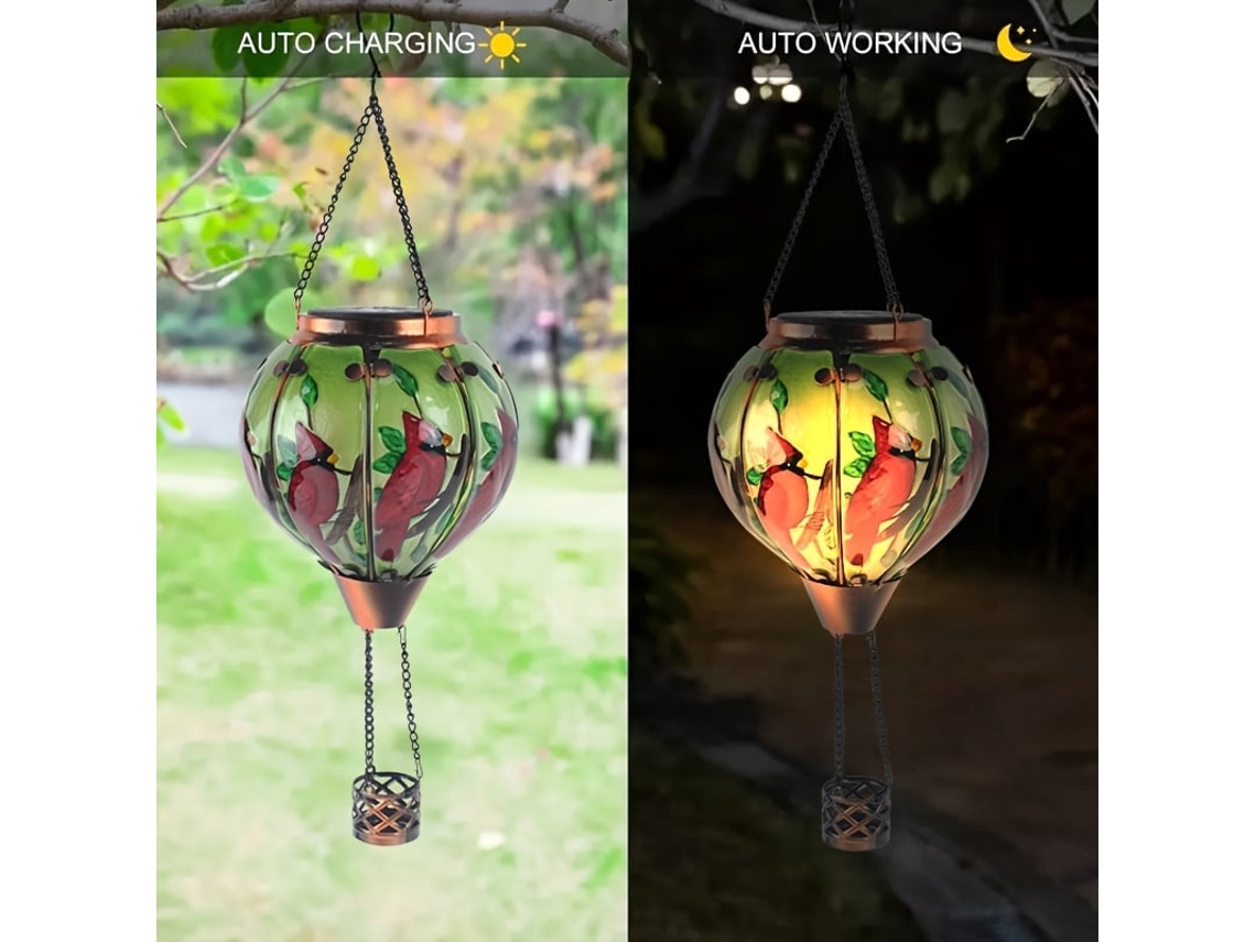 Kit com 1 Lanterna Coração Solar Vermelha com Vidro AQUAFORGE