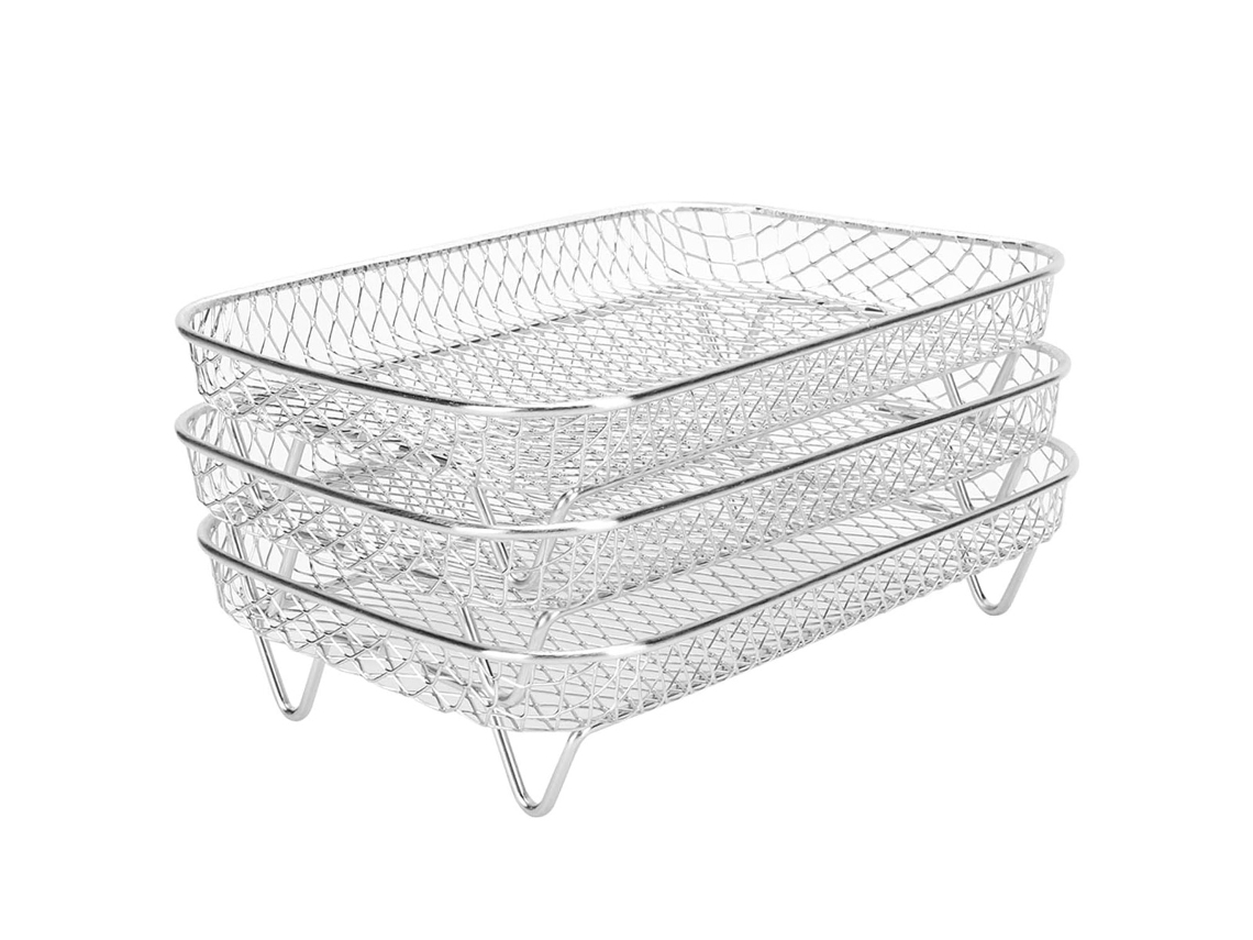 Coador empilhável de aço inoxidável para fritadeiras de ar Cosori, Instant Vortex, Nuwave e Slowmoose. Acessório multiuso.