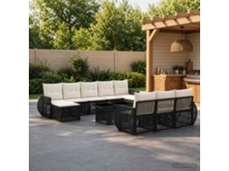 Vidaxl Conjunto De Sofá De Jardim 11 Unid. Preto E Branco Creme