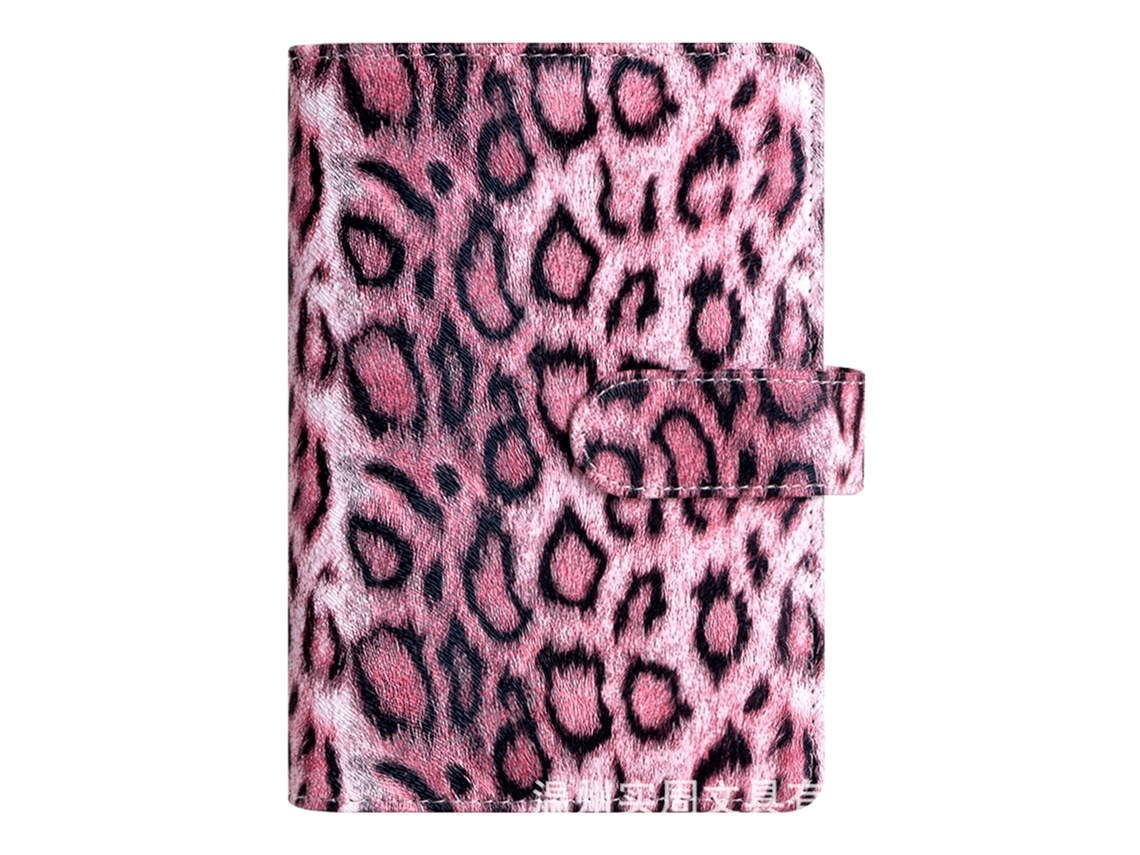 A6 Leopard Macaron Spiral Budget Notebook For Cash Tracking, Finance Journal Pink Leopard Cover