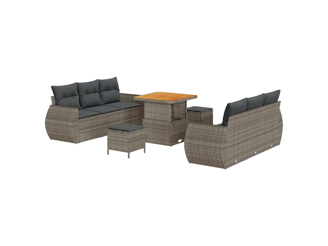 Conjunto 9 Sofá Modular Vidaxl Cinzento Vime Pe (80 X 80 X 71 Cm)