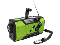 Rádio Fm De Manivela Solar De Emergência 2000mah Com Luz Led , Yizhood (verde)