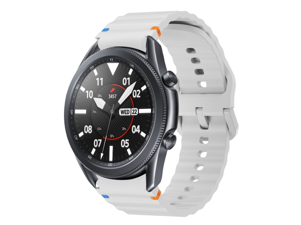 Bracelete Silicone para Samsung Galaxy Watch 3 Costurado com Padrão de Onda Cinza Claro XIAOMOYU