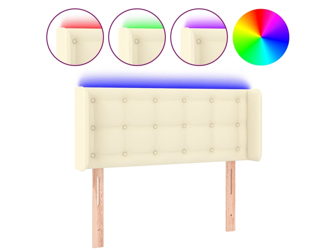 Cabeceira de Cama com Led 93x16x78/88 cm Couro Artificial Crème MAISON EXCLUSIVE