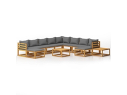 Maison Exclusive - 12 Pcs Conjunto Lounge De Jardim Com Almofadões Acácia Maciça
