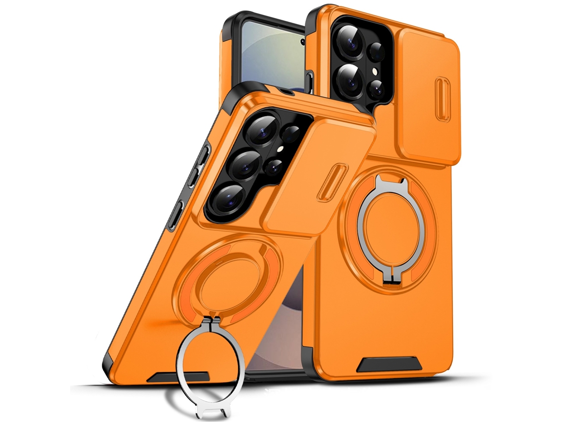 Lurelia Capa Para Samsung Galaxy A16 Com Suporte, Com Proteção De Câmara, Laranja