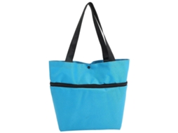 Carrinho de Compras com Rodas, Dobrável, em Tecido Azul celeste, Ideal para Compras e Viagens. Pacote com 1 Unidade. GOKOCO