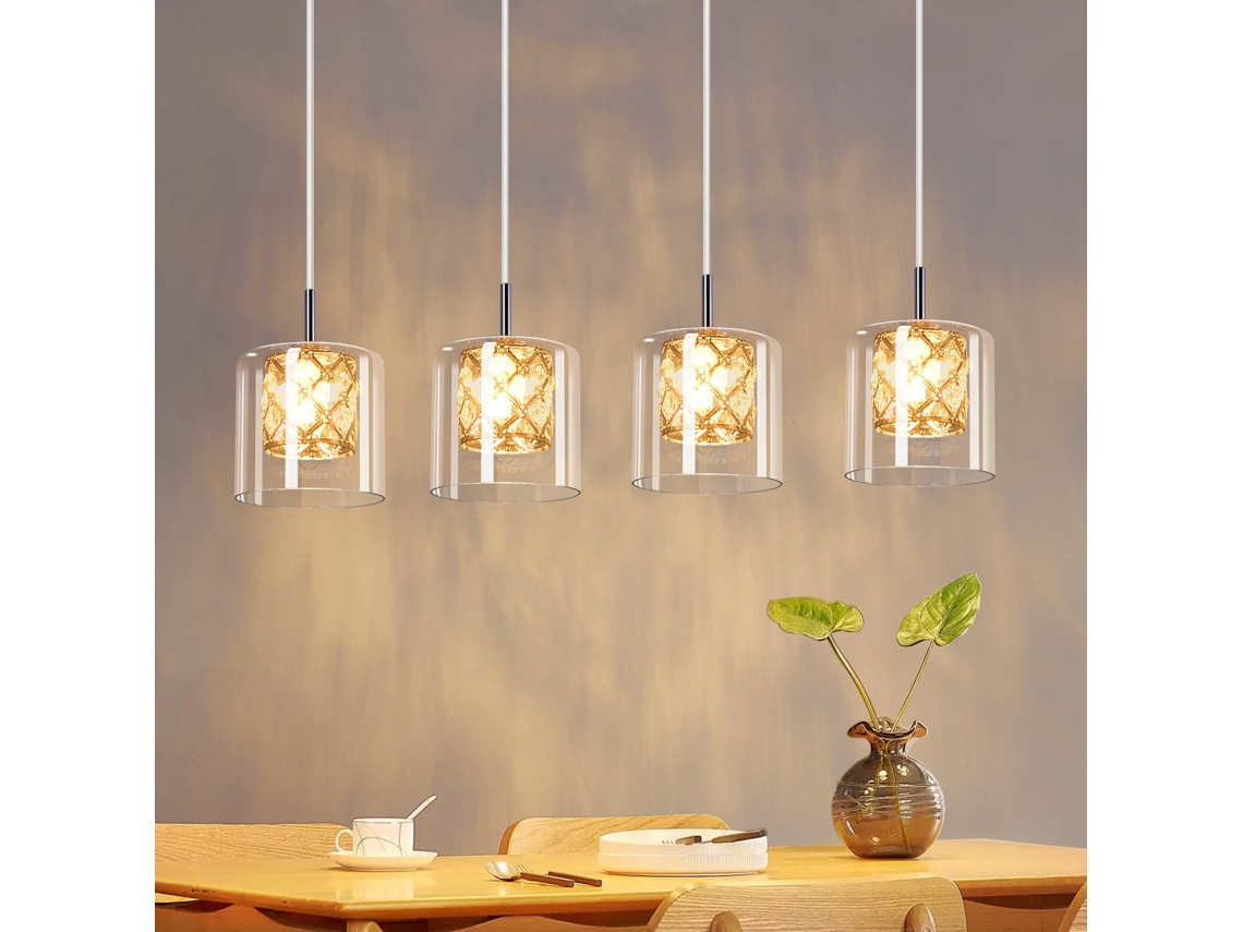Luminária Pendente Moderna De Vidro Cristal G9 Para Sala De Jantar Com Altura Ajustável Nettlife