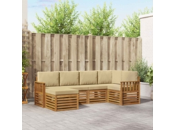 Vidaxl Conjunto De Sofás Para Exterior 6 Unid. Natural E Bege