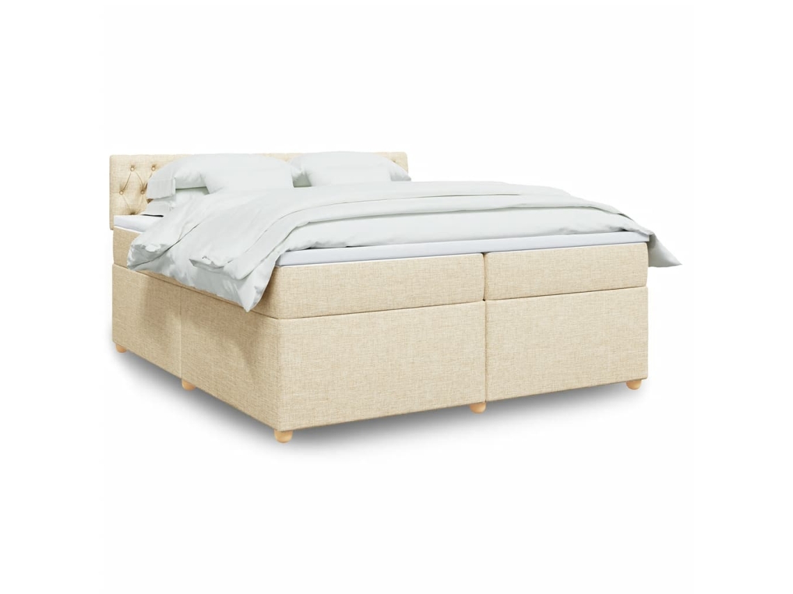 Vidaxl Cama Com Molas/colchão 200x200 Cm Tecido Cor Creme