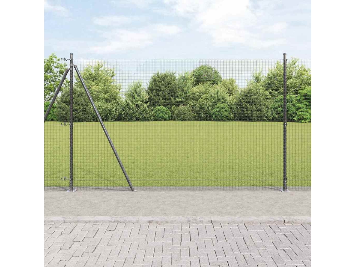 Vidaxl Cerca De Arame Soldado Com Base De Concreto 50 X 1,4 M Cinzento