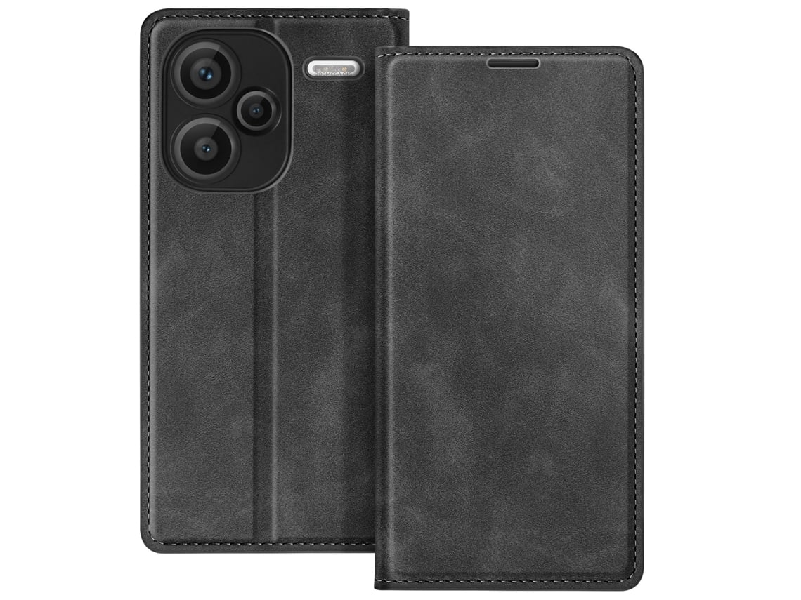 Capa Fólio Para Xiaomi Redmi Note 13 Pro Plus Pele Magnética Preto .