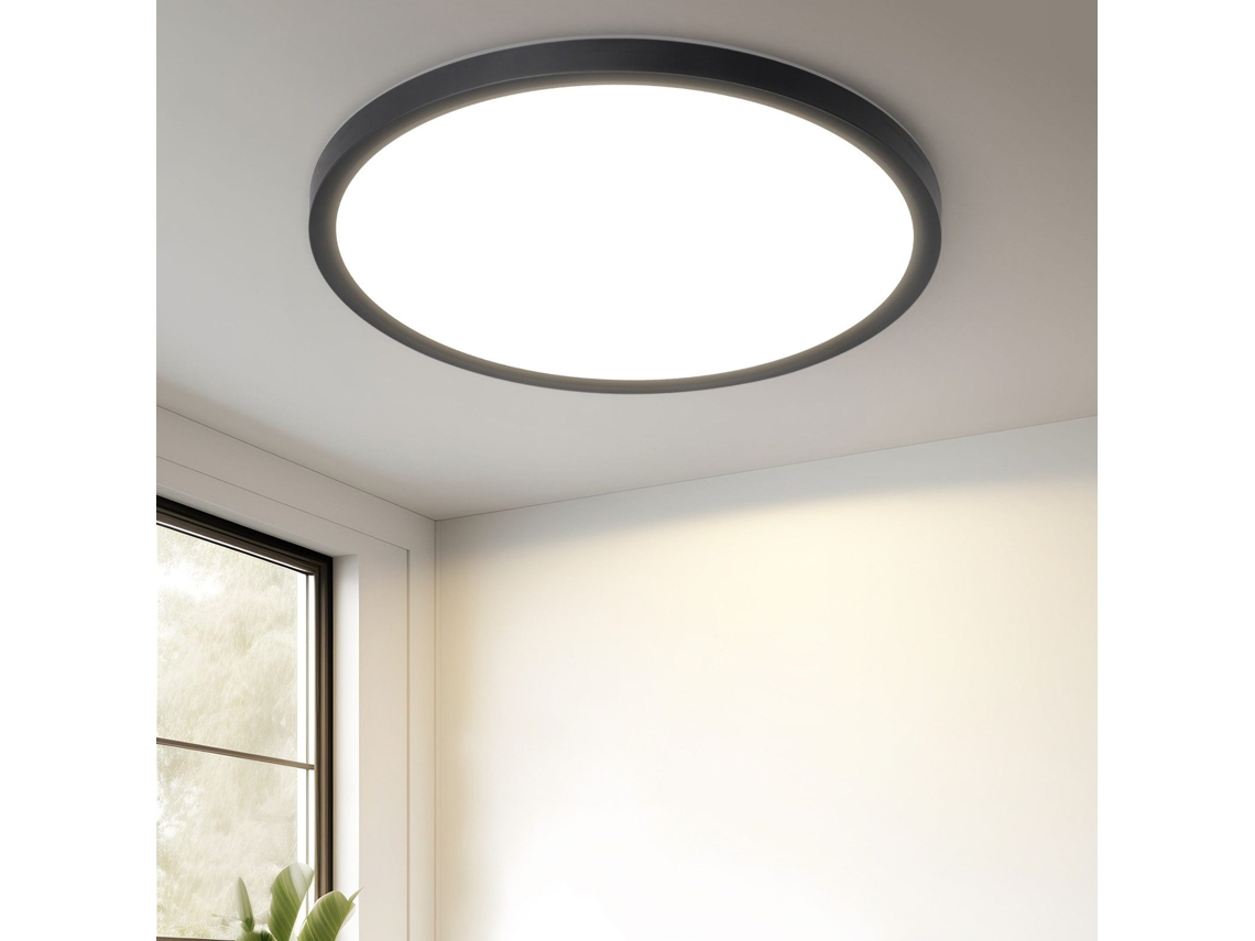 Led Luz De Teto Plana Para Quarto Preto 18cm 15w Não Regulável Branco Quente 3000k Nettlife